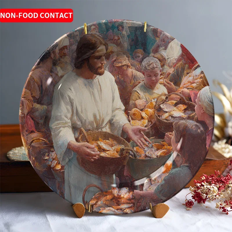1pc Serving Bread Ceramic Wall Art Plate - Christian Religious Decor, Apostles & Holy Spirit, Non-Food Contact Home Decor for