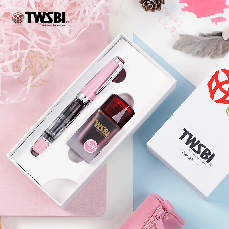 

TWSBI 580Mini Sakura Pink Fountain Pen Set - Mini Pocket Piston Pen with 18ml Ink, Gift for Journaling & Students