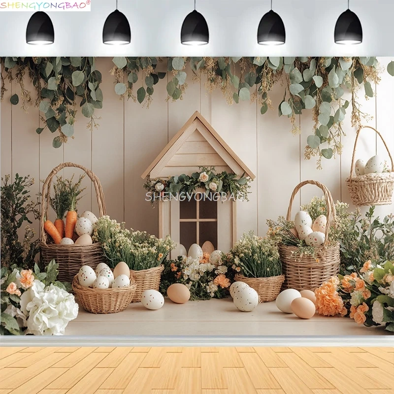 

Spring Easter Egg Butterfly Birthday Party Background Bunny Floral Garden Rabbit Kids Baby Shower Photography Backdrops ES-09