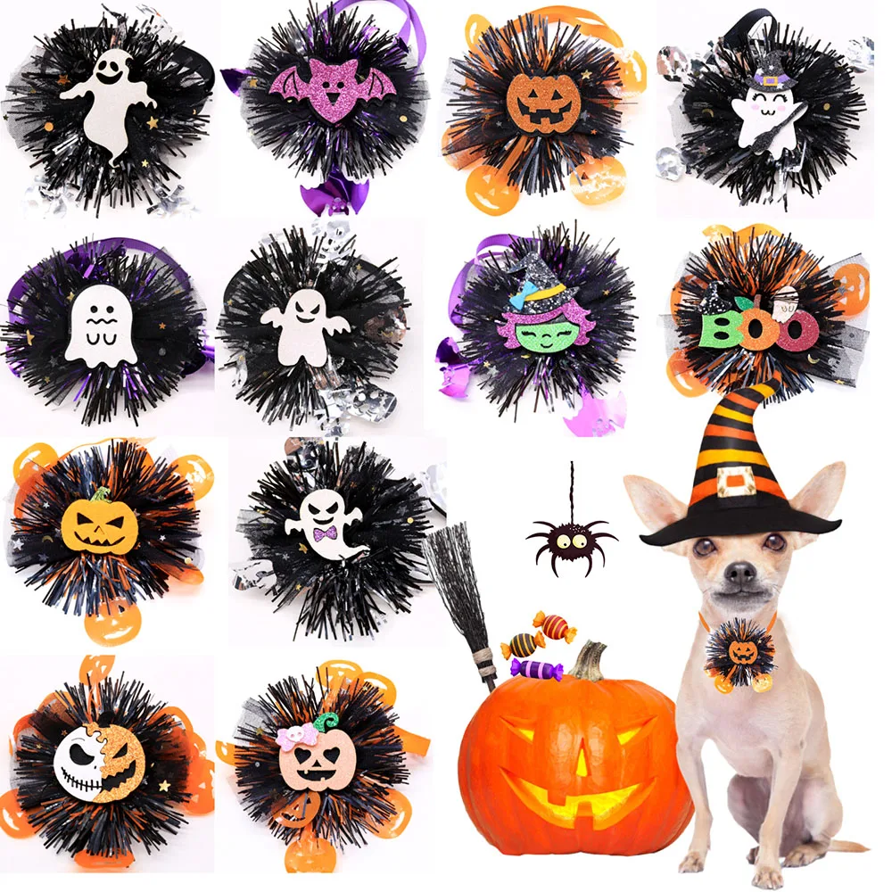 

10PCS Lace Dog Bow Ties For Halloween Party Adjustable Pet Dog Bowties Neck Accessories For Dogs and Cats New Pet Dogs Supplies