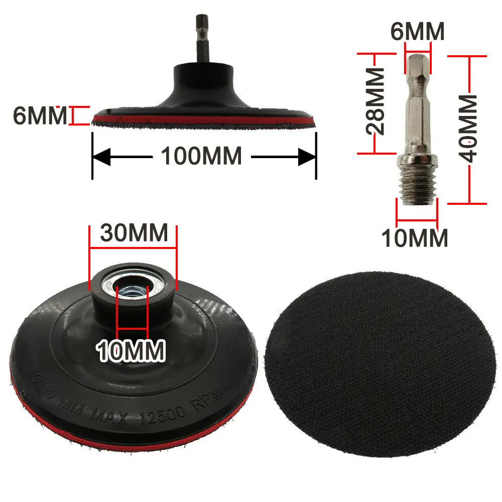 4 Cal 100mm Hook & Loop podkładka do polerki M10 zamocowanie wiertła dla szlifierka kątowa tarcza szlifierska tarcza ścierna papier ścierny stożki polerskie