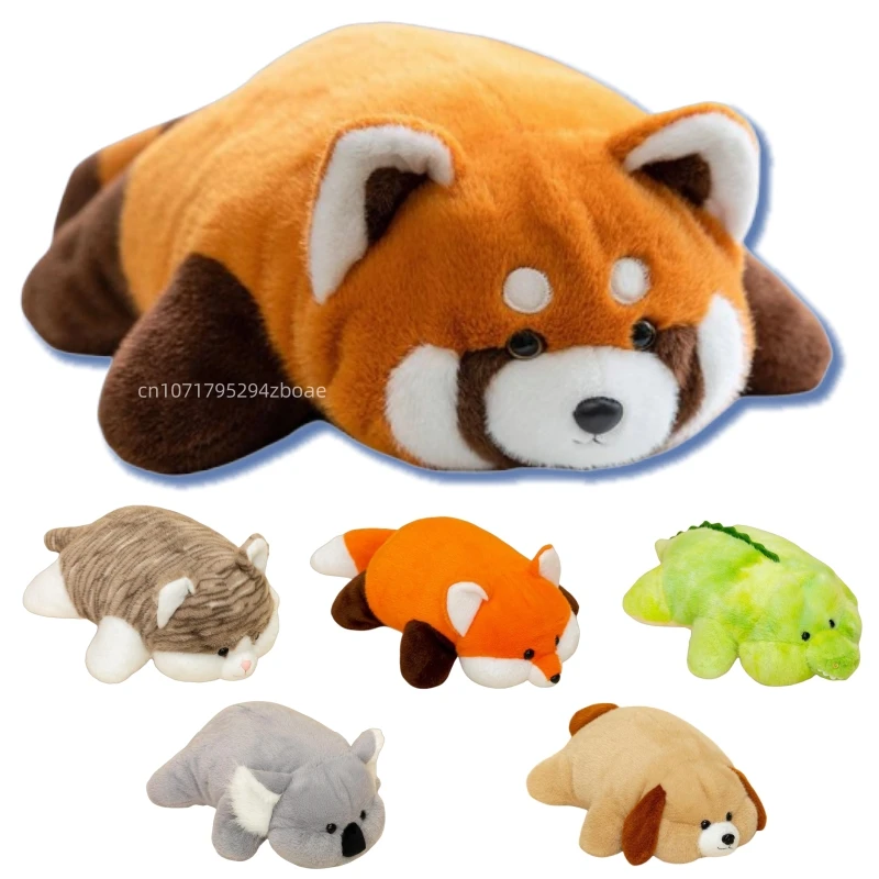 

45 см милая плюшевая кукла-подушка с лежачим толстым животным, енот, лиса, кошка, собака, кола, крокодил, мягкая игрушка, домашний декор, подарок для детей