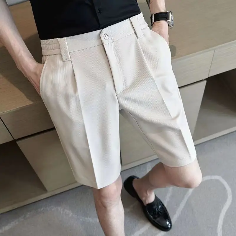 

Cool Breathable Fabric Men's Summer Casual Shorts Stylish Mid-Length Belted Design High-Grade Apparel Comfortable Bottom