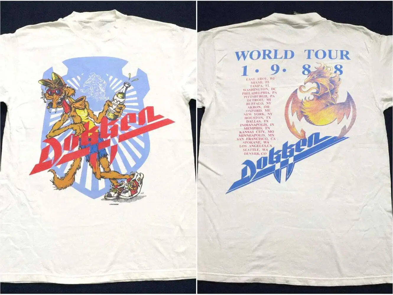 

Dokken Band Shirt, Dokken Band Tour 88 Cotton White Unisex T-shirt VN3476