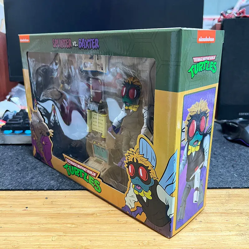 Genuine NECA Teenage Mutant Ninja Turtles Animated Version Splinter & Baxter Stockman 7-Inch Articulated Action Figure Model