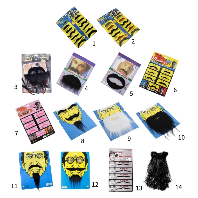 Fausses barbes pour adultes et enfants, fausses moustaches d'halloween, accessoires Costume Cosplay, livraison directe