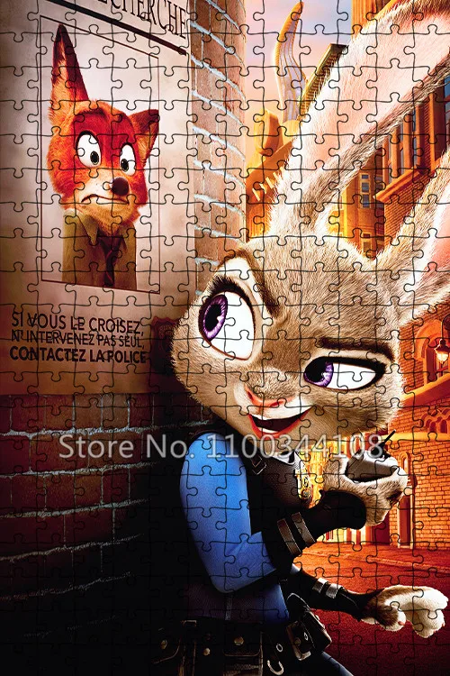 Walt Disney animacja Zootopia Puzzle 300/500/1000 sztuk puzzle zabawki dekompresyjne dla dorosłych gra inteligencyjna dla dzieci