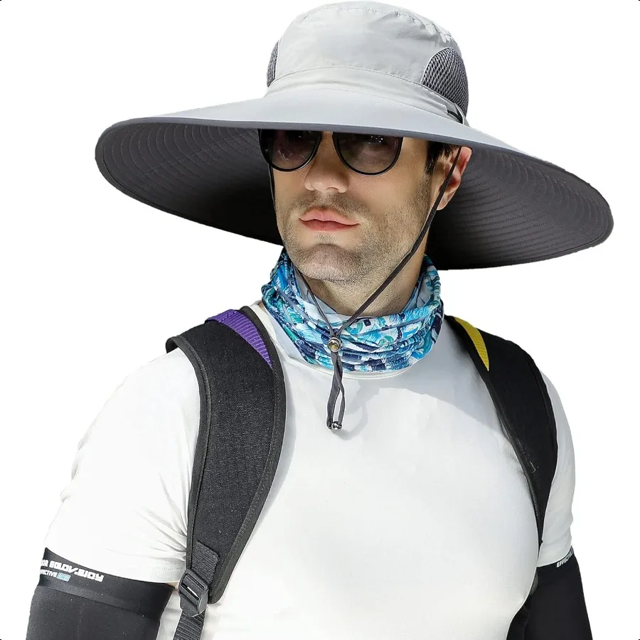 

Leotruny Men Wide Brim Sun Hats UPF50+ Waterproof Breathable Bucket Hat for Fishing Hiking Camping