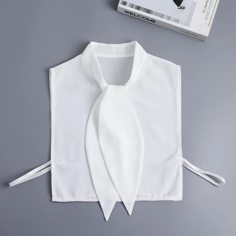 Spring Autumn Lace-up Bow Ties Fake Collar for Womens Sweater Blouse Tops Shirt Detachable False Neckwear Collar Tie