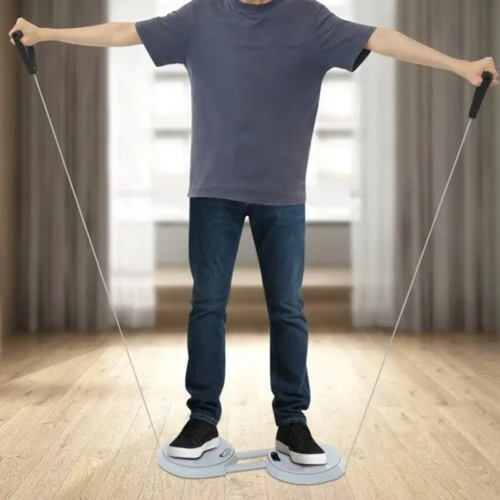 لوحة LCD Ab Twister باللون الرمادي قابلة للتعديل مع شريطين مقاومة، معدات تمارين الجسم بالكامل للياقة البدنية المنزلية، مدرب القوة الأساسي #2