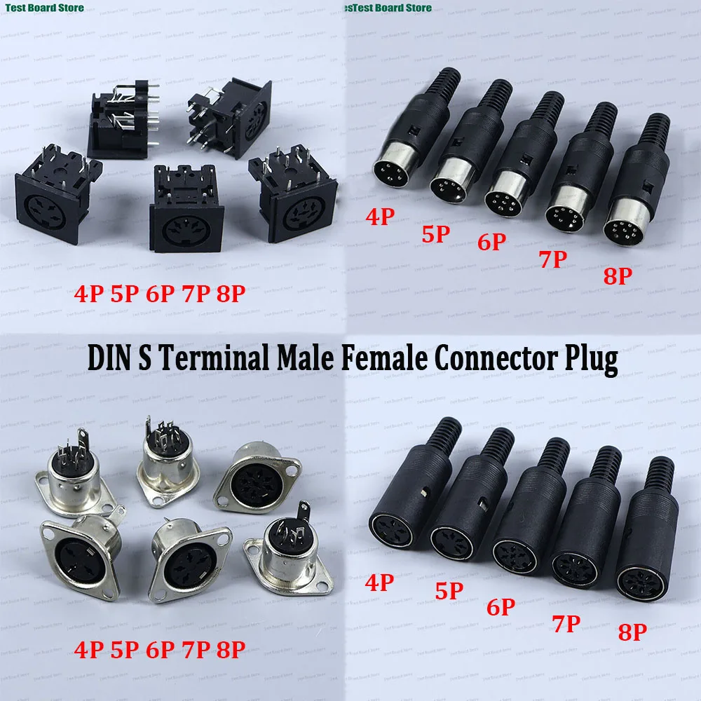 

2/5/10pcs 3/4/5/6/7/8Pin Panel Mount Male Female Jack DIN Adapter Midi Cable Connector Plug Computer Large Keyboard Mouse Socket