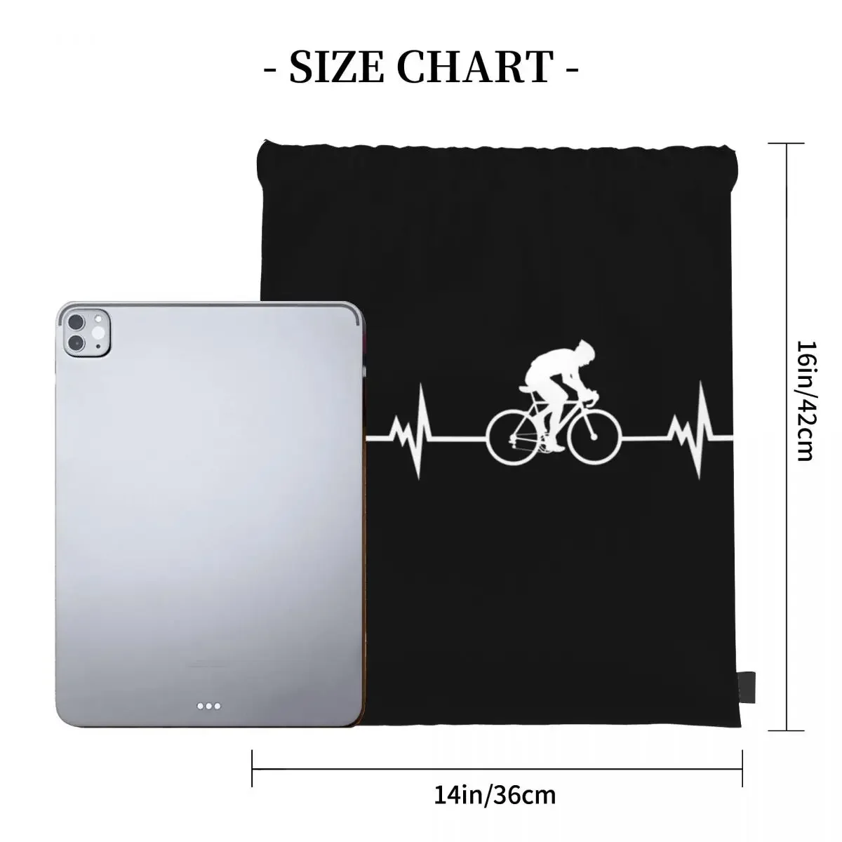 Cycling Heartbeat Backpacks Casual Portable Drawstring Bags Drawstring Bundle Pocket Sports Bag BookBag For Travel Students