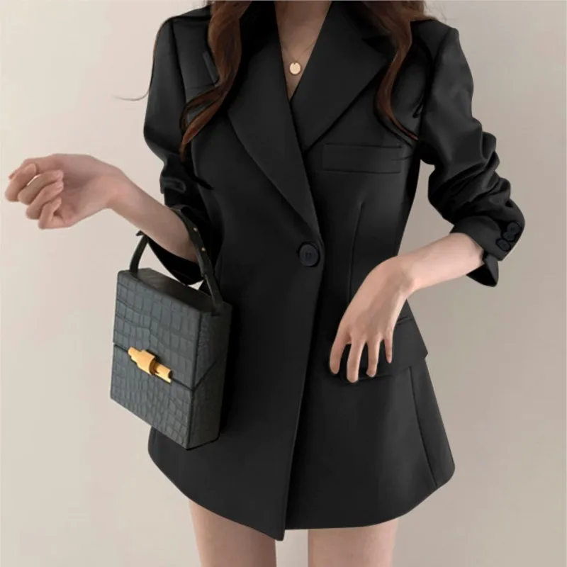 Casual Long Sleeve Suit Jacket Blazer Office Lady Spring Autumn Fashion Elegant Solid Outerwear Coat For Women 2023 Female