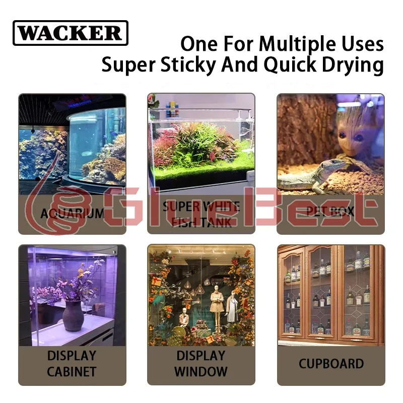 WACKER 121 131 Aquarium Grade Silicone Curing Agent Waterproof Sealant for Fish Tanks and Transparent Adhesion Original Product
