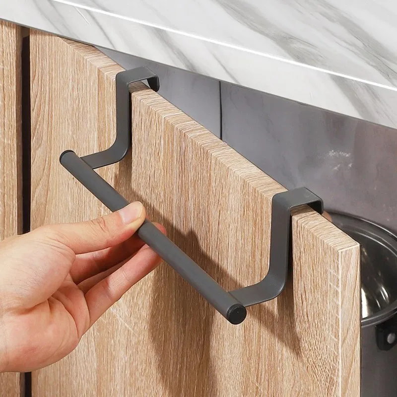 

Towel Rod Steel Metal Wire Over Cabinet Towel Rack Storage Organizer Bathroom Door Hanging Towel Rack Punch-free Rag Hanger