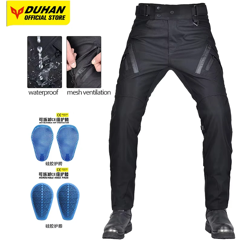 Wasserdichte Motorradhose, atmungsaktiv, elastisch, hohe Taille, Anti-Fall-Motohose, Herren-Motorradhose, abnehmbare Schutzausrüstung