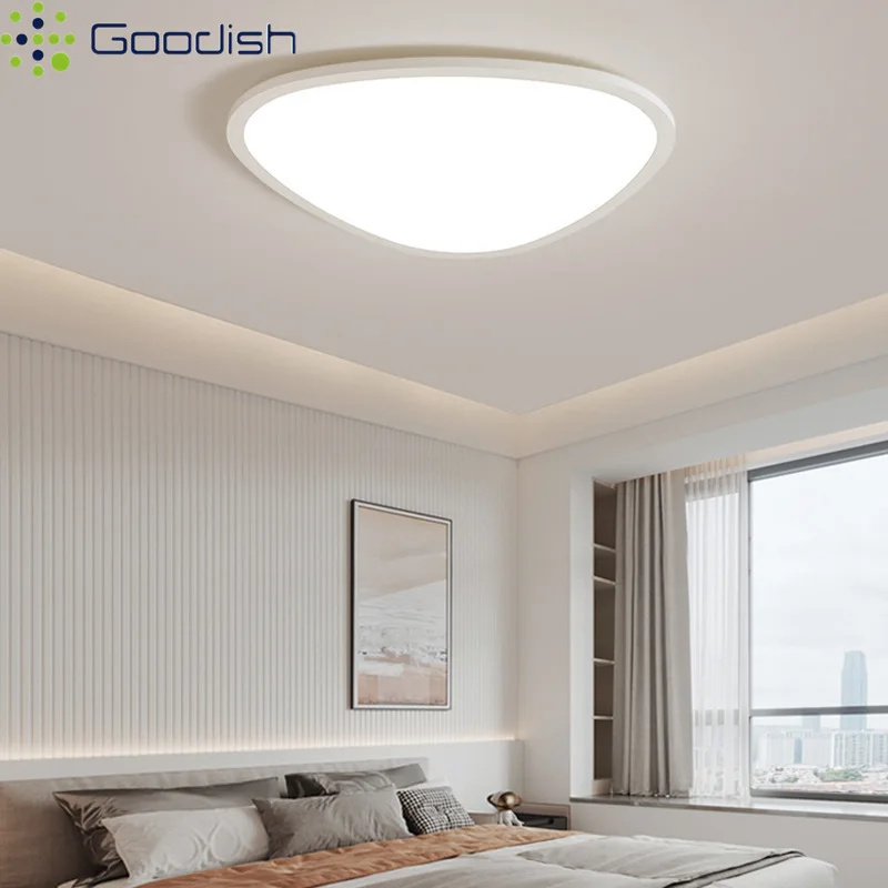 Medieval Bauhaus Painted Creative Cream Triangle Round LED Home Ceiling Light Lustre  Lamp for Living Room Decoration Chandelier