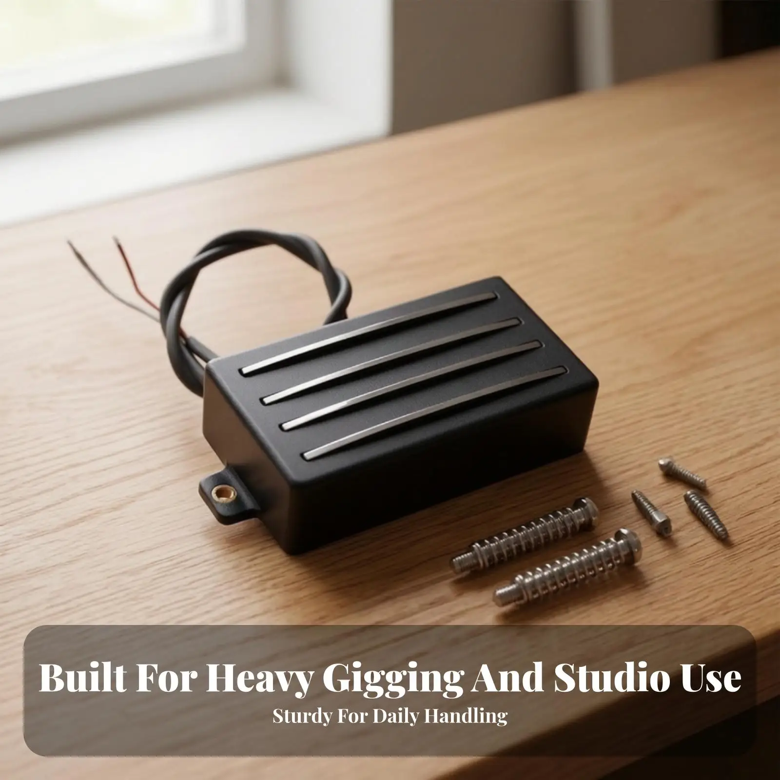 Instrument Pickup Device for Guitar with Black Finish and Mounting Hardware for Easy Install