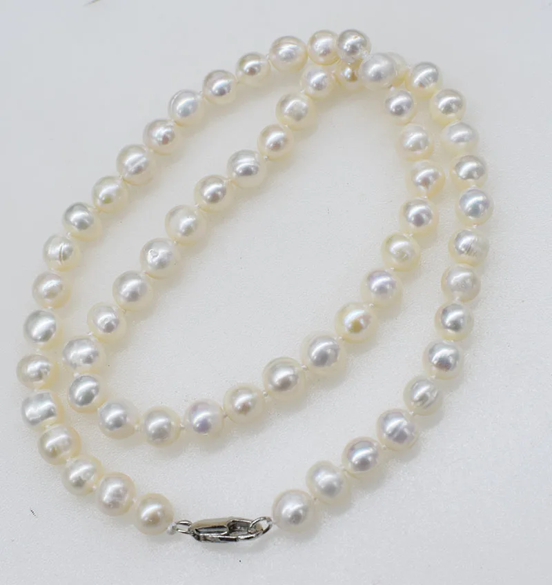 freshwater pearl necklace white 8-9mm near round 17