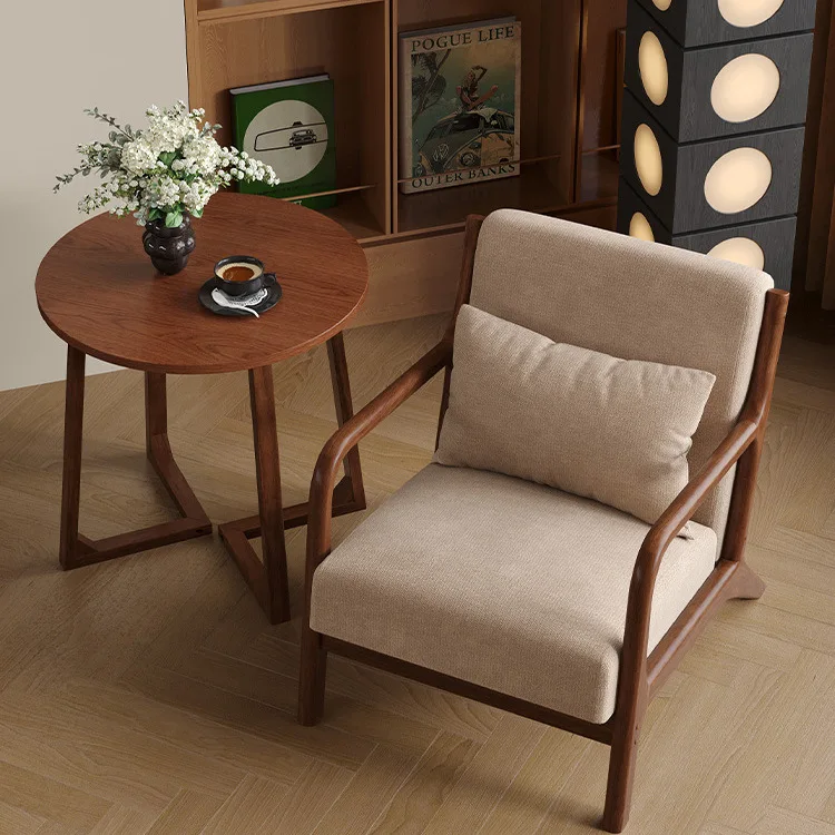 Single sofa chair Small apartment recliner Solid wood balcony Leisure table and chairs Advanced lazy