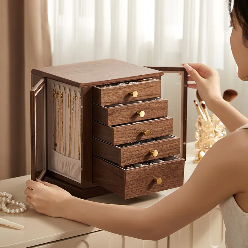 *forHigh End Large Capacity Drawer Jewelry Storage Box Exquisite Organizer for Rings Earrings Necklaces Wedding Gift