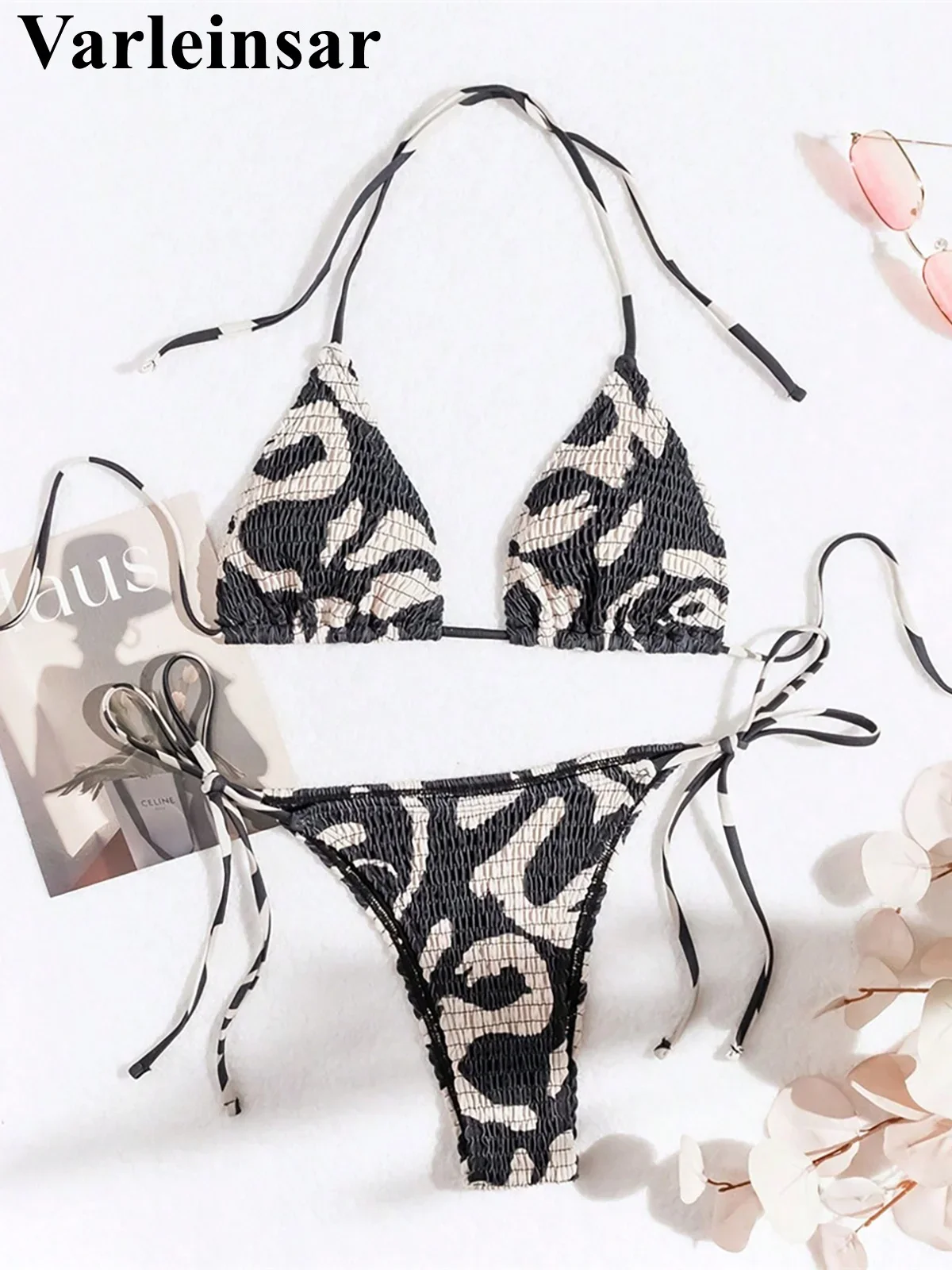 

XS - XL Сексуальный морщинистый бикини с лямкой на шее, женский купальник, женский купальник, комплект бикини из двух частей, купальный костюм, купальный костюм, V6786