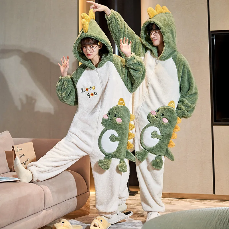 Kigurumi الكبار الشتاء ملابس خاصة النساء الرجال منامة الحيوان نيسيي رشاقته الأزواج منامة الكرتون ملابس النوم للنساء Homewear