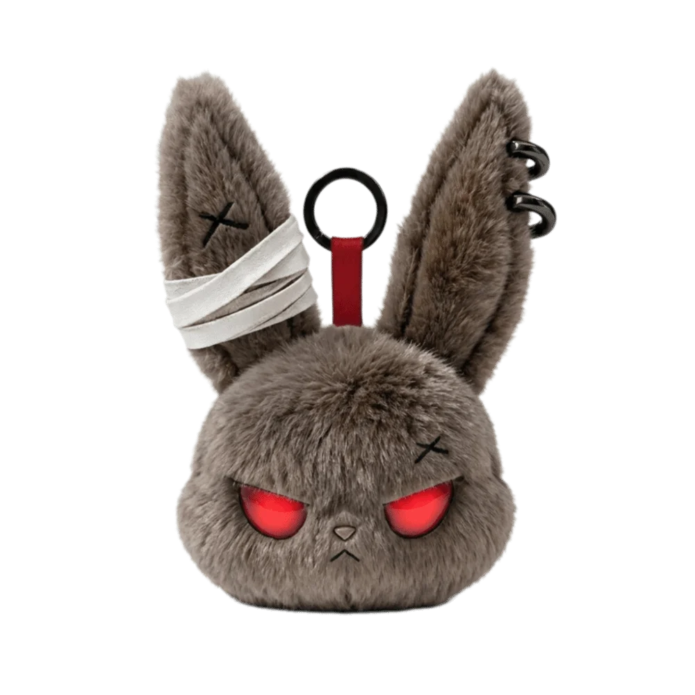 PP Cotton Plush Bunny Keychain Hoop Earrings Animal Wounded Rabbit Keyring Spooky Design Gothic Cute Furry Bag Pendant Daily Use