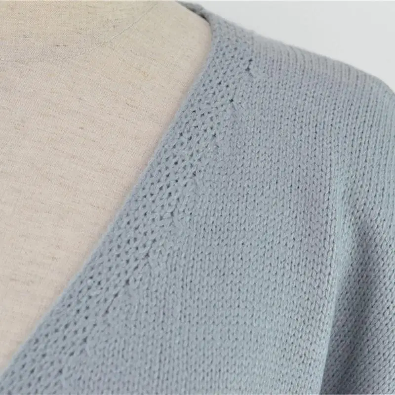 

Женский вязаный кардиган с рукавами «летучая мышь» в красочную полоску, повседневный свободный свитер, верхняя одежда