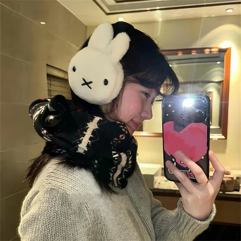

New Miffy Earmuffs for Winter Cycling for Girls Antifreeze Ear Protection for Couples and Students Cartoon Plush Earmuffs