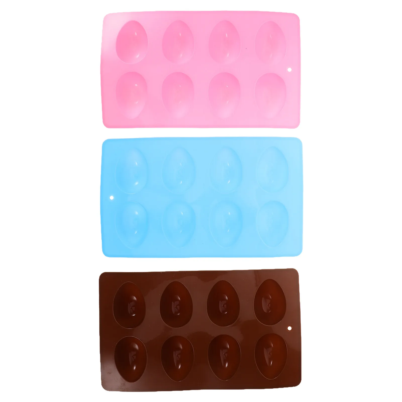 3Pcs Egg Shape Silicone Baking Molds 8-Cavity Nonstick Oven Microwave Steamer Safe Easter Cake Chocolate Candy Mousse Baking