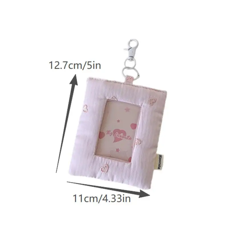 Dopamine Cute Padded Stripe Love Card Holder Photocard Holder Idol Photo Display Storage Protect Cover Keyring Pendant Bag Charm