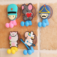 Cute Cartoon Toothbrush Holder Wall Mounted Antibacterial Tooth Brush Storage Rack with Suction Cup Kids Bathroom Organizer