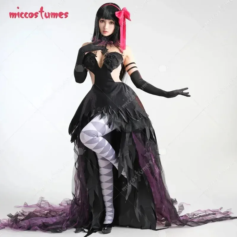 Miccostumes 여성 Magica Devil Homura 의상 럭셔리 드레스 세트 할로윈 코스프레 의상