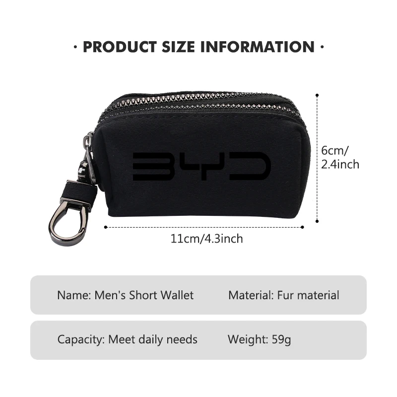 Car Portable Short Wallet Credit ID Card Coin Zipper Purse For BYD S6 S8 E5 E6 G6 L3 S7 G7 Tang Song Qing Yuan Han Max - view 6