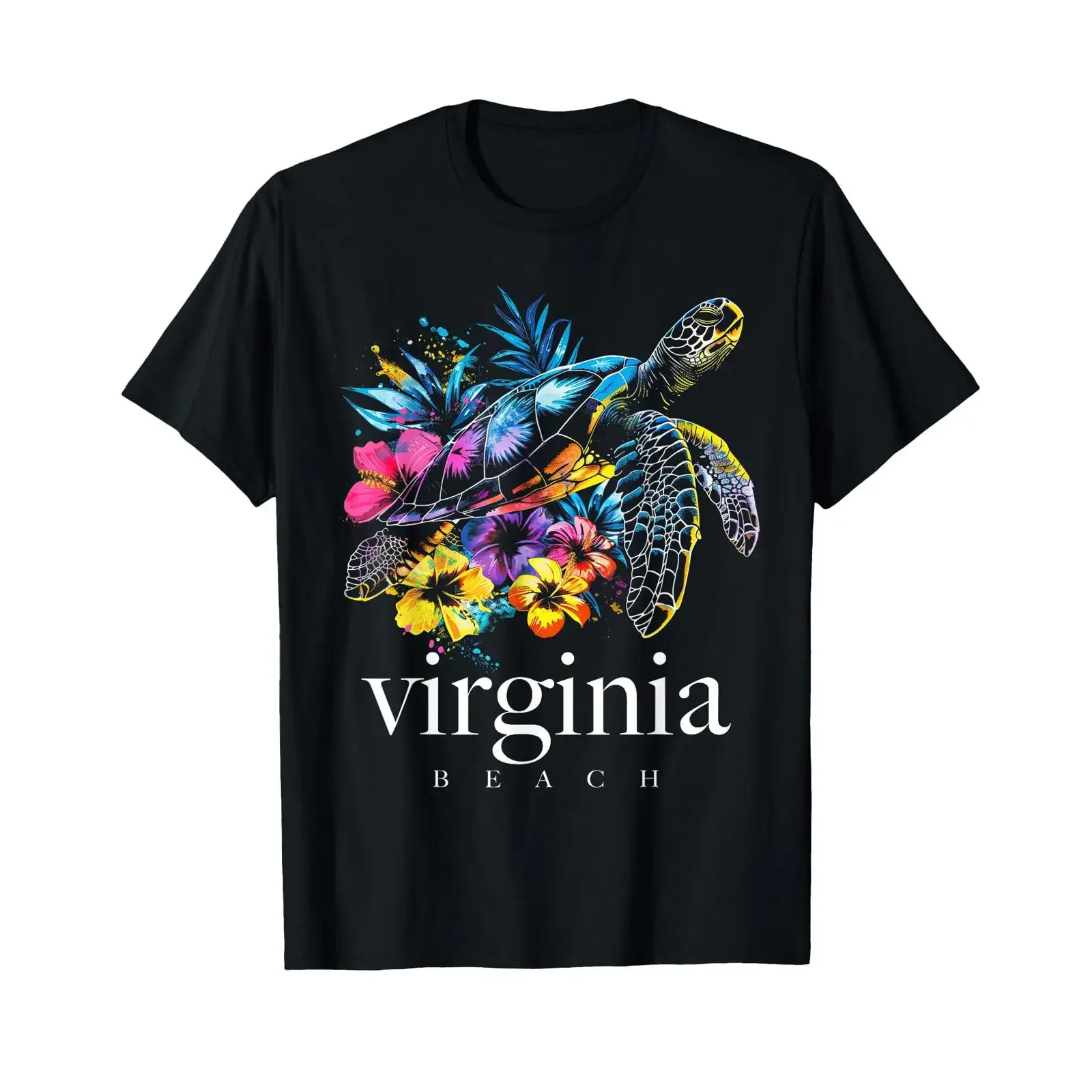 Virginia Beach Souvenir Surfer Diver Sea Turtle T Shirt vintage Washed Unisex designer clothes Casual fashion