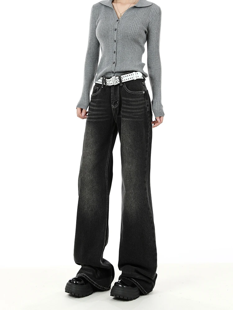 

Джинсы женские Bla с высокой талией, расклешенные, прямые, свободные, стройнящие, длинные брюки, весна-осень, модные