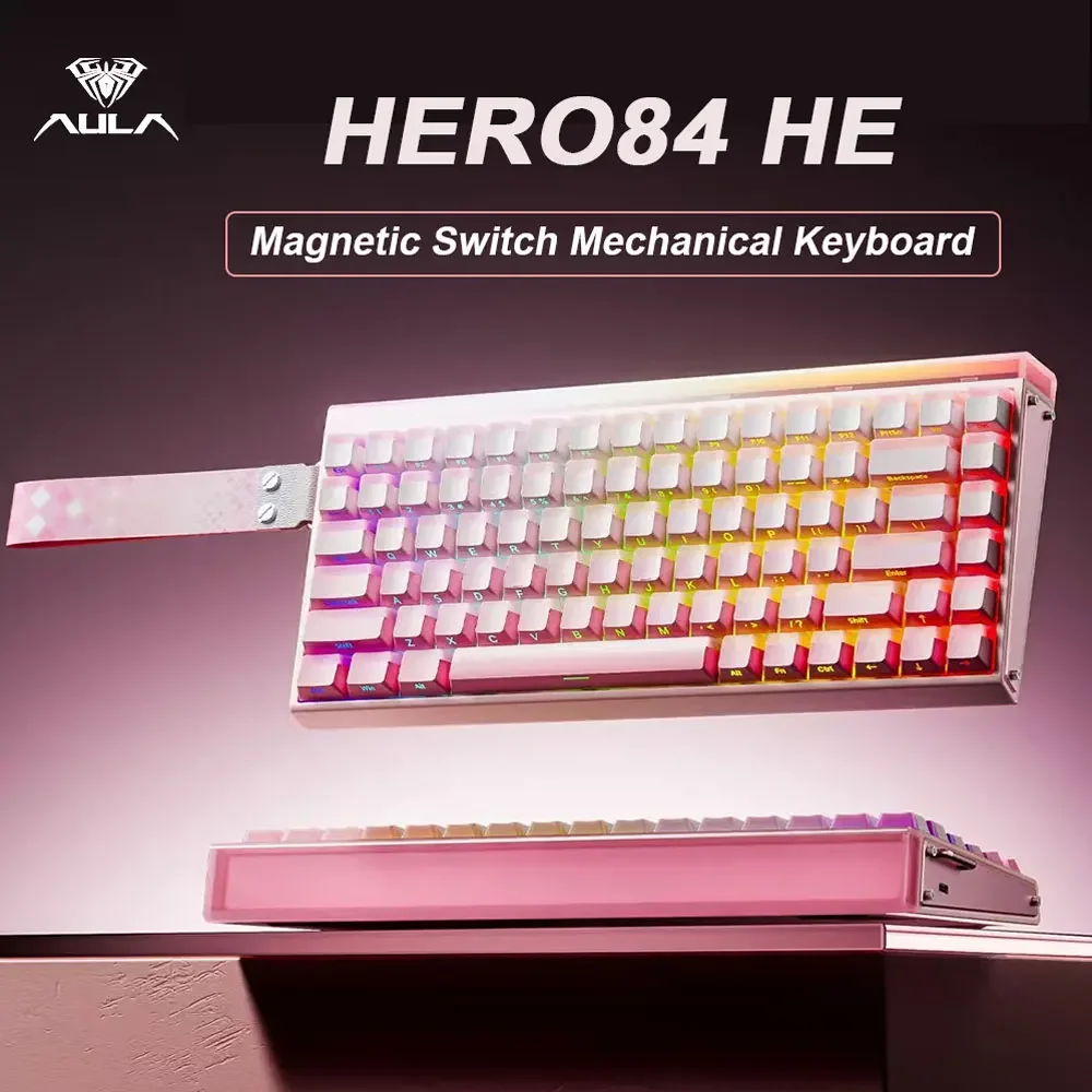 AULA HERO84 HE Wired Mechanical Keyboard Magnetic Switch Music Rhythm 8K Return Rate RGB Gaming keyboard for Computer Accessorie