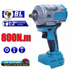 800N.m 1/2inch Brushless Electric Impact Wrench Car Truck Repair Cordless Rechargeable Power Tools for Makita 18V Battery