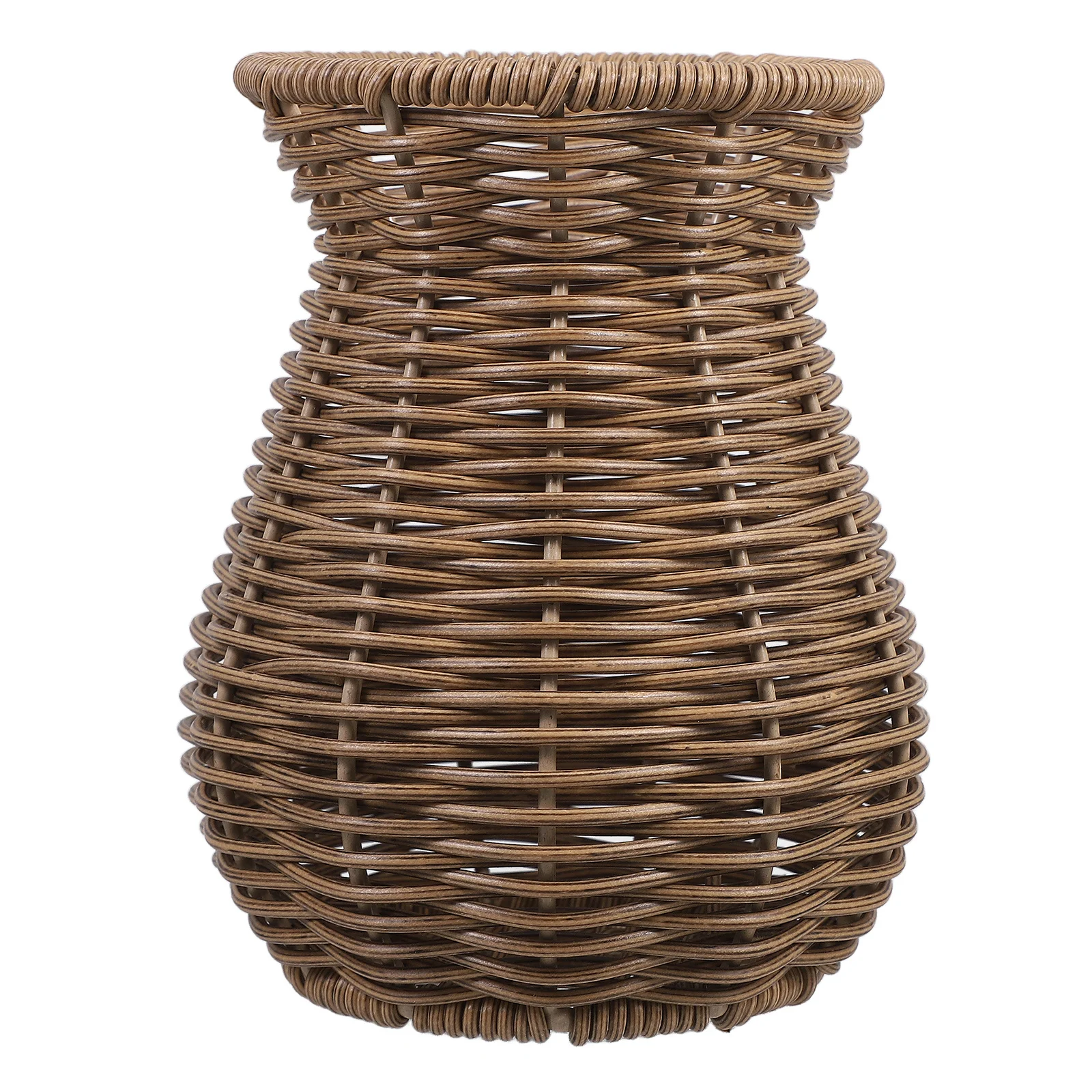 

1pcs Pastoral Style Decorative Rustic Imitation Rattan Woven For Home Office Wedding Dried Flower Container Indoor Plastic Vase