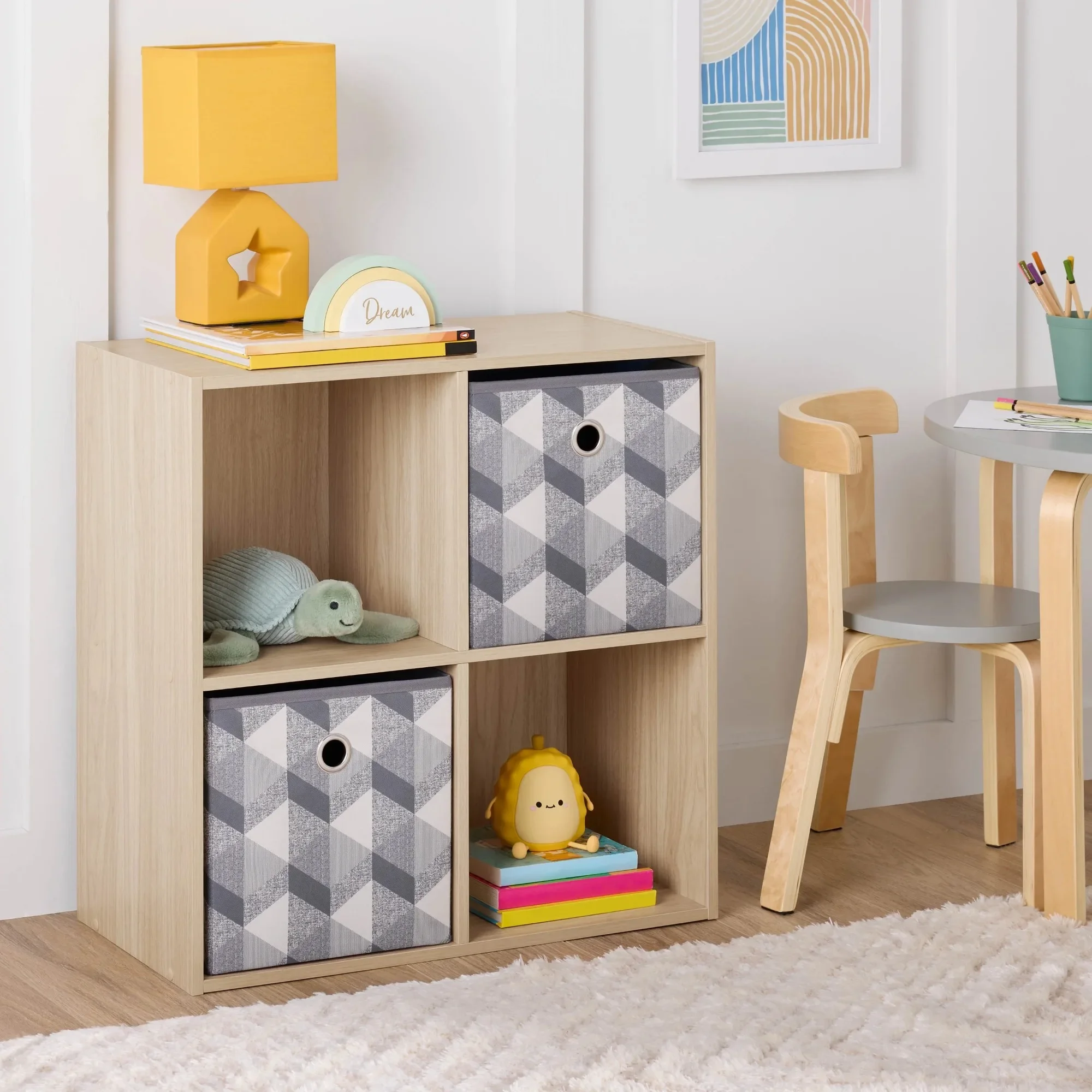 

11-inch 4-compartment storage box with two enclosed rear shelves for secure organization