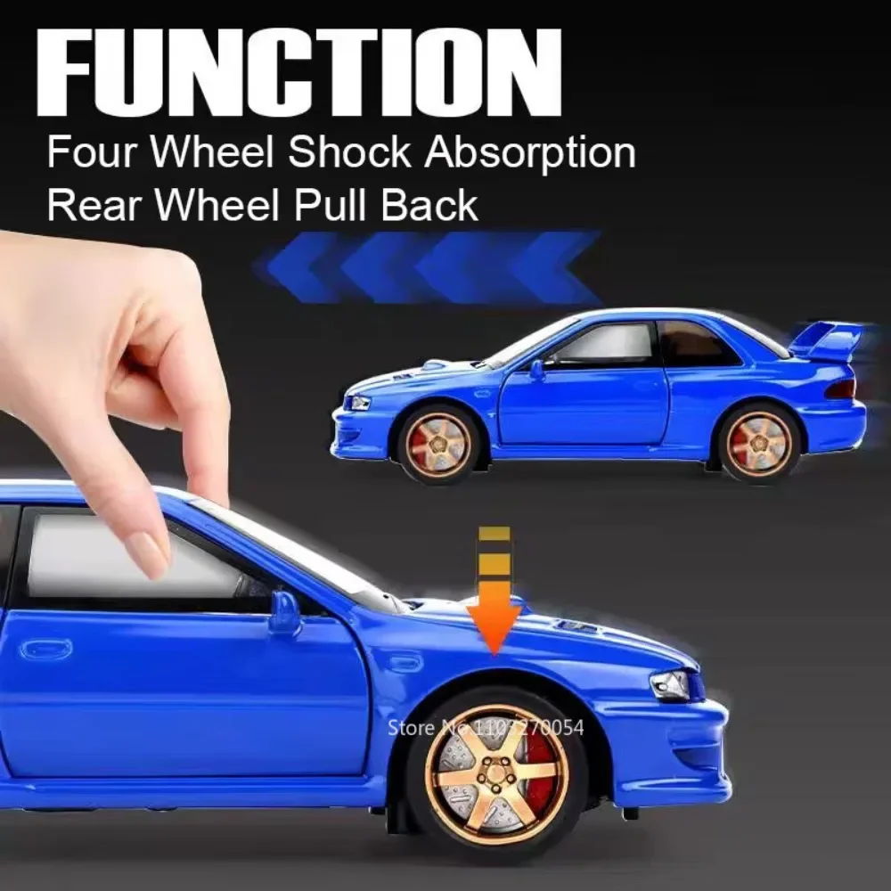 1:32 SUBARU IMPREZA Mitsubishi modelo en miniatura aleación Diecast coche juguetes sonido ligadura tirar hacia atrás puertas abiertas niños regalo de Navidad