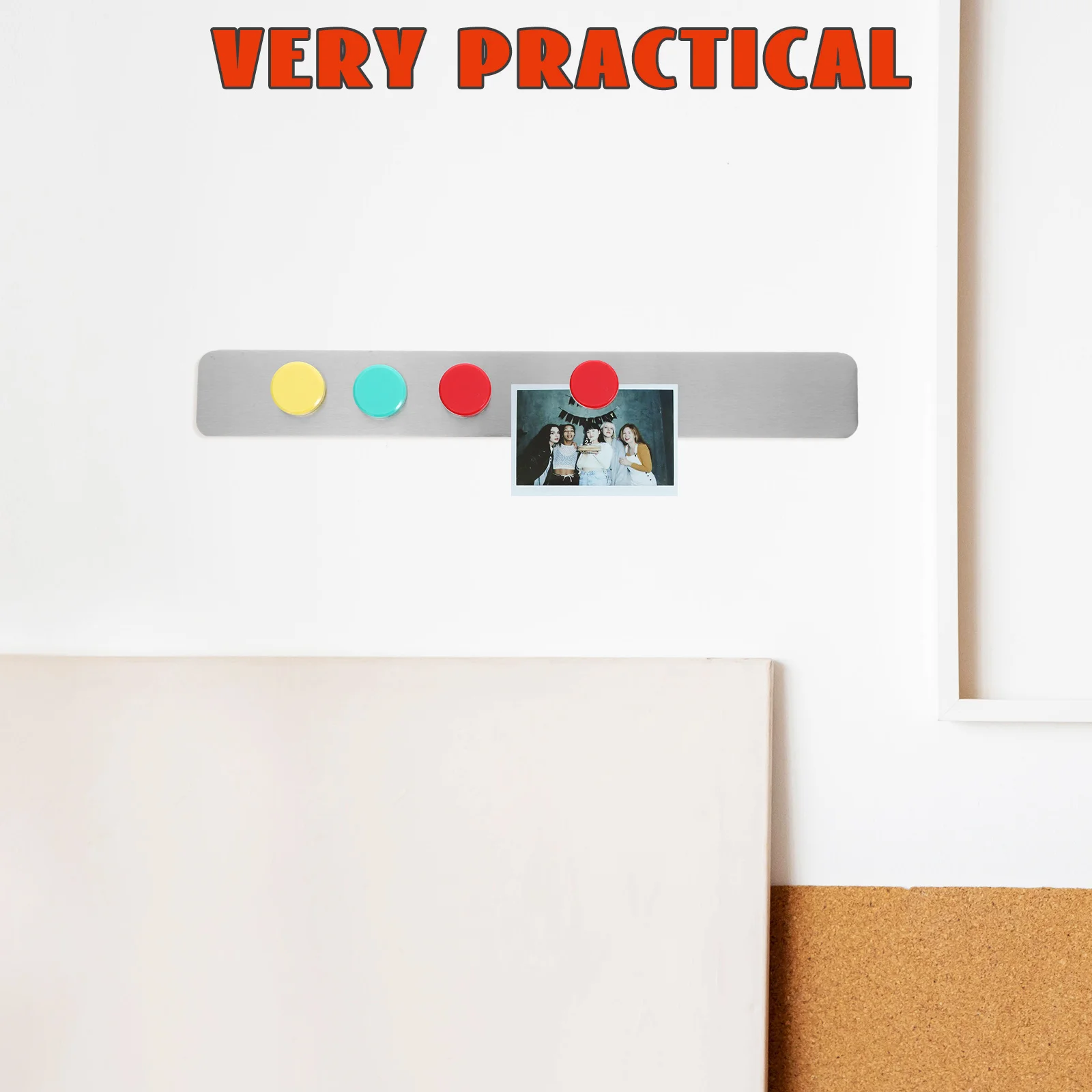 2pcs Back Adhesive Iron Strips Magnetic Buckle Set For Bulletin Board Whiteboard Wall Mounting Magnetic Tape Strips Office