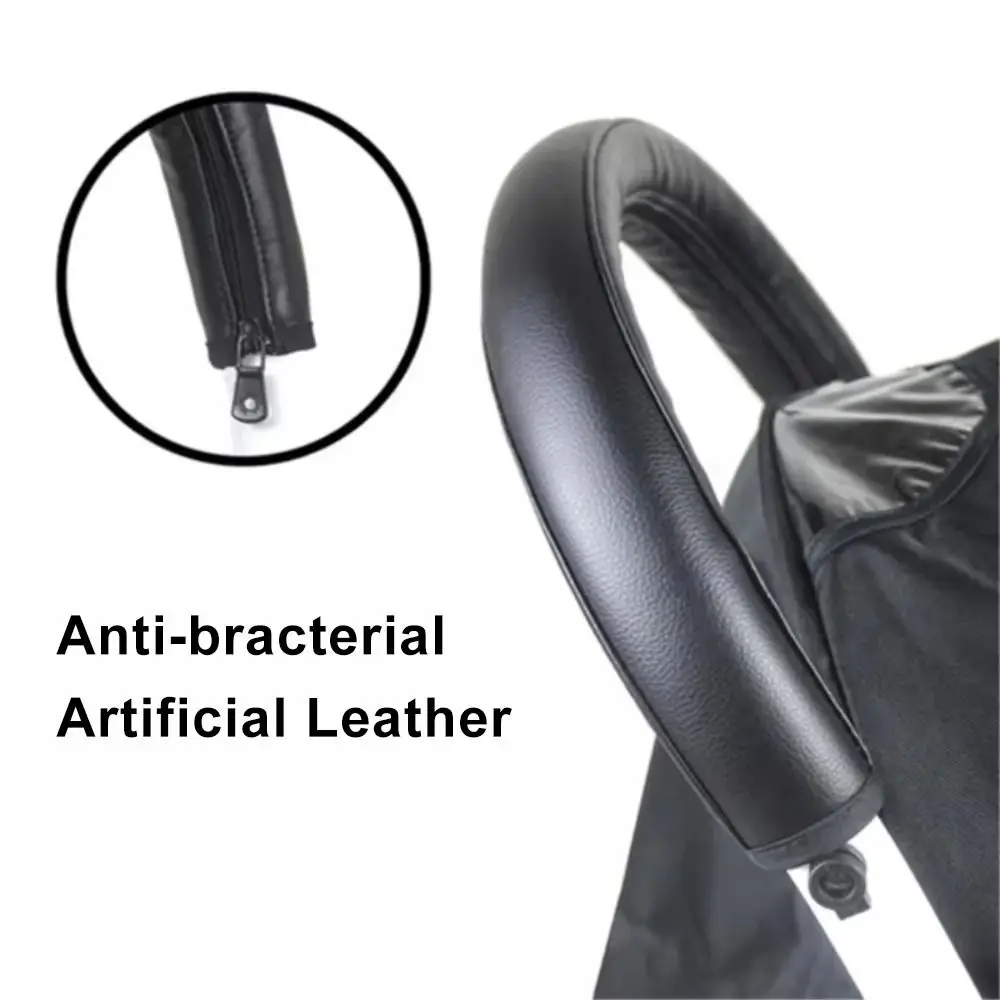 High Quality PU Stroller Handlebar Cover Universal Washable Protective Glove Zipper Style Anti Slip Kid Pram Handle Sleeve
