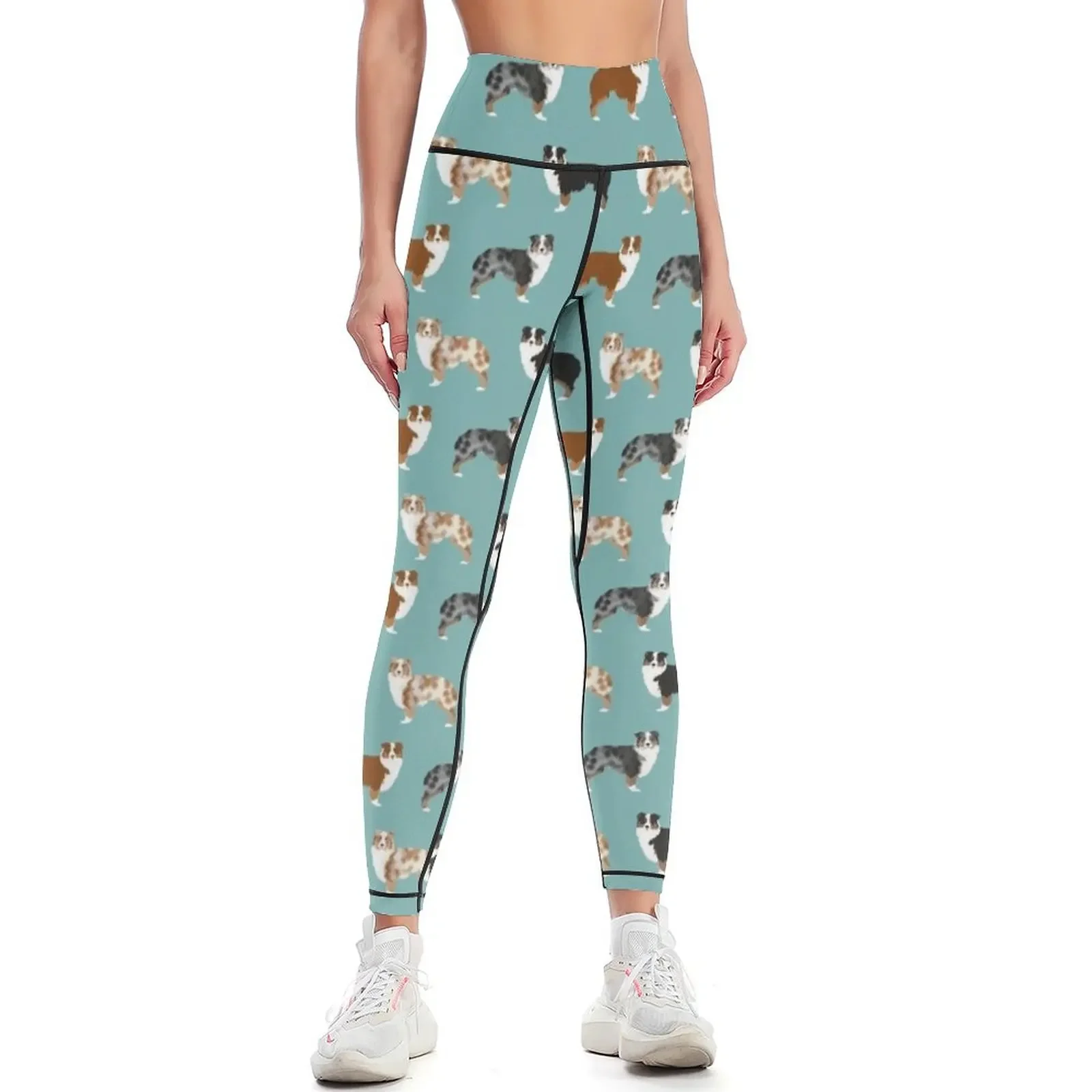 Australian Shepherd owners dog breed cute herding dogs aussie dogs animal pet portrait hearts by PetFriendly Leggings