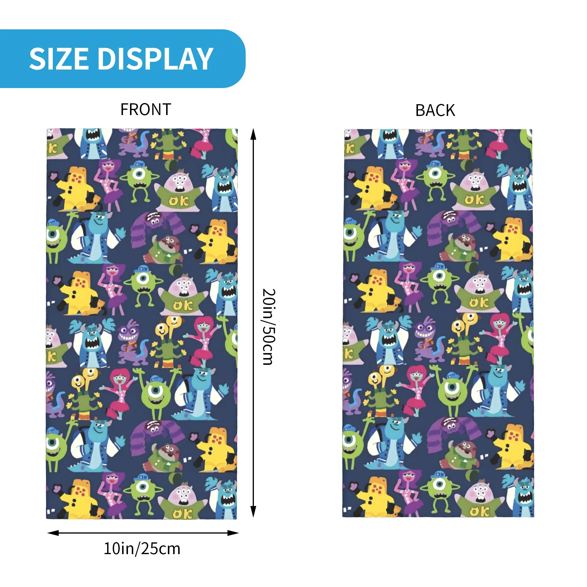 Custom Classic M-Monsters U-University Bandana Neck Gaiter for Ski Running Men Women Wrap Scarf  Balaclava Warmer