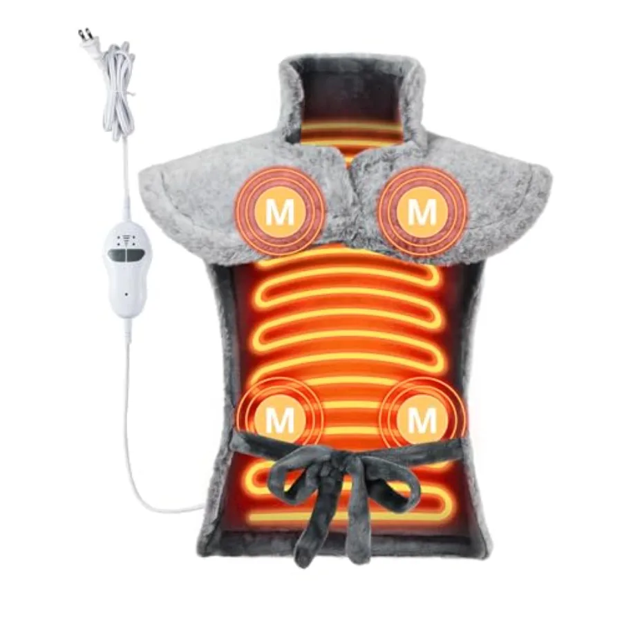 

Massaging Heating Pad for Neck and Shoulders and Back Vibrating Heating Pad for Back 24" x 35" Large Heating Pad with 8 Massage