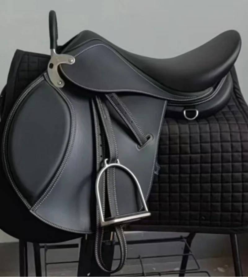 Horse Riding Tack Kit Full Set, Equestrian Bridle Reins Snaffle Bit Saddle Pad Girth Stirrup Straps Stirrups for Training