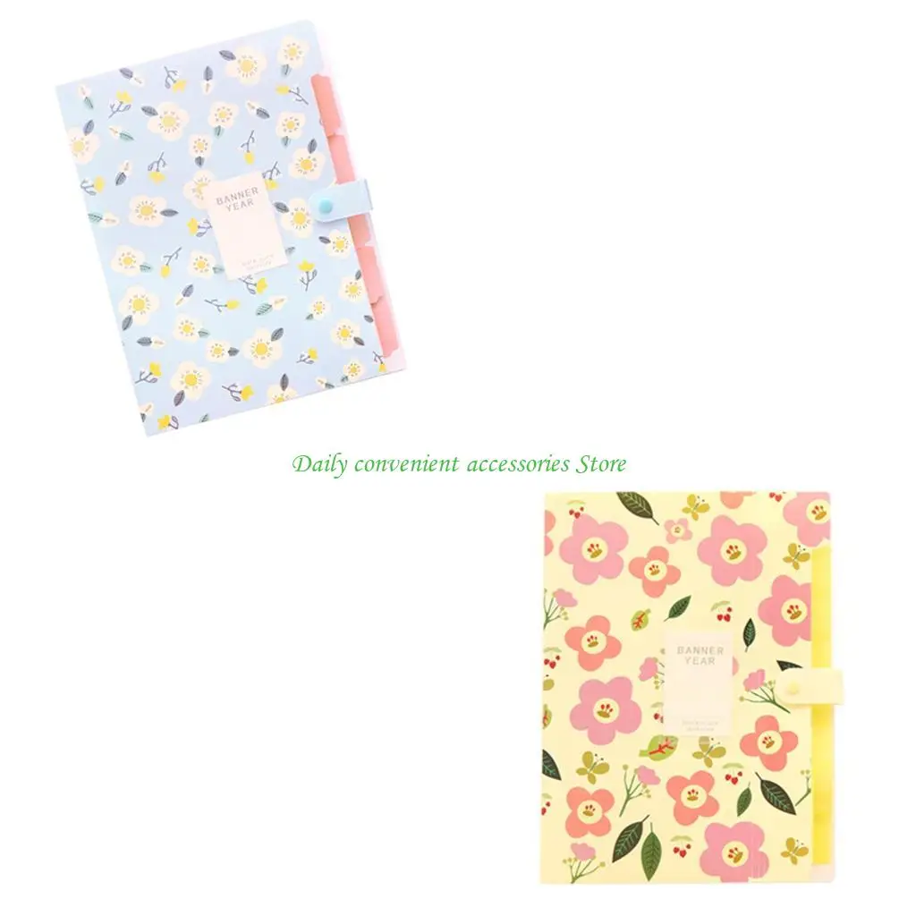 

97QB Папка для сортировки файлов с цветочным узором, расширяемый органайзер для документов, 325x240 мм