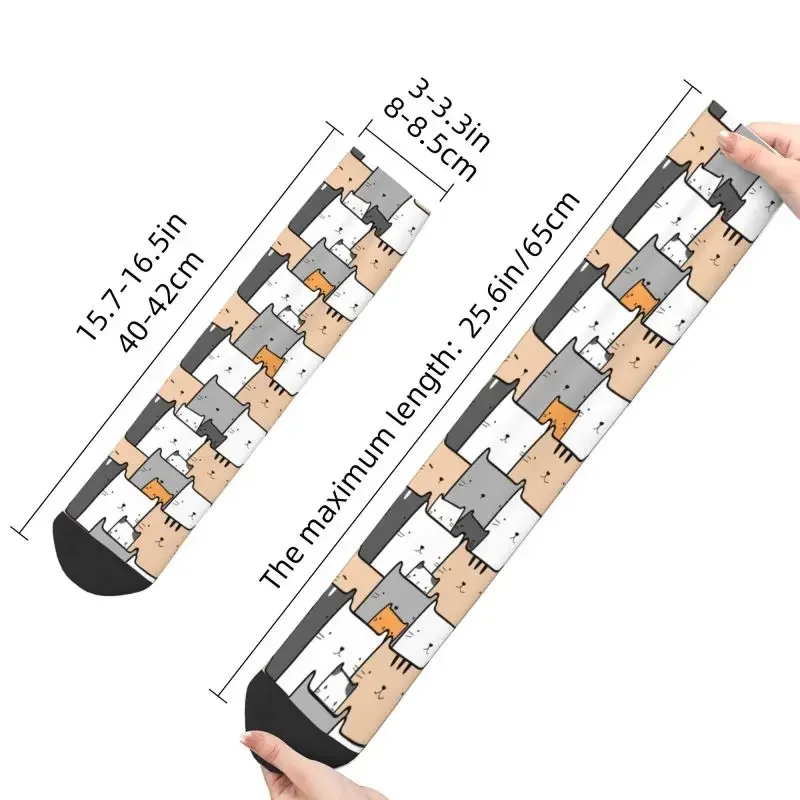 Calcetines con patrón de gato de dibujos animados para hombre y mujer, medias deportivas de baloncesto, transpirables